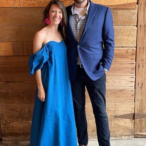 Off the shoulder cornflower blue dress. Perfect condition! Worn once!